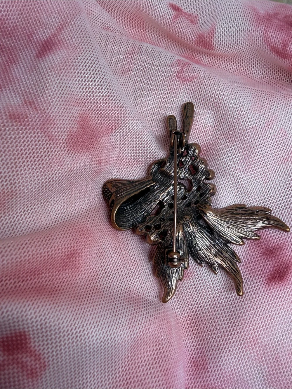 Vintage 90s Brass Brooch Hot Pink Rhinestones – Victorian Revival Statement Pink